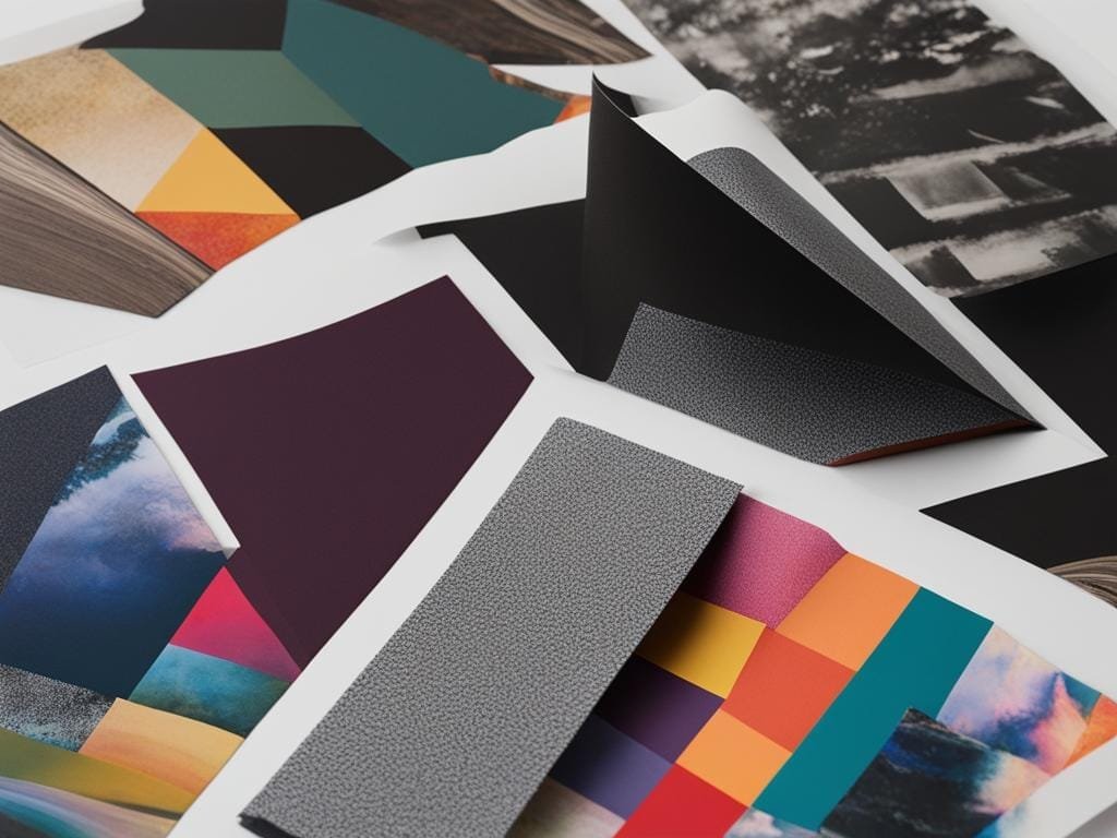 Stack of photography zine material on table