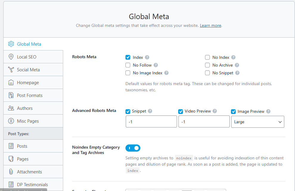 rankmath settings